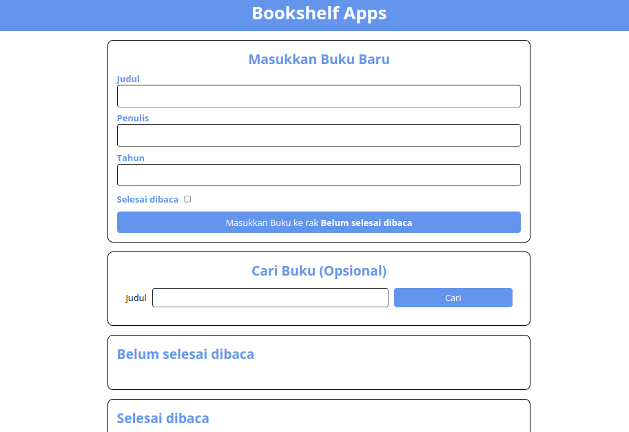 Bookshelf App interface showing book management features